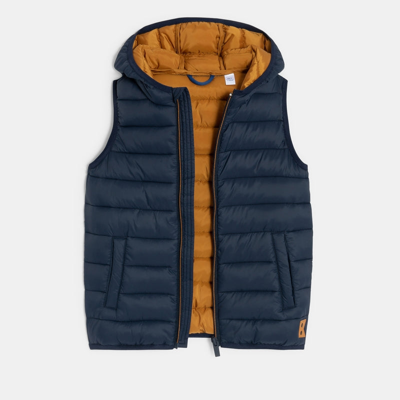 Sleeveless down jacket with blue hood baby