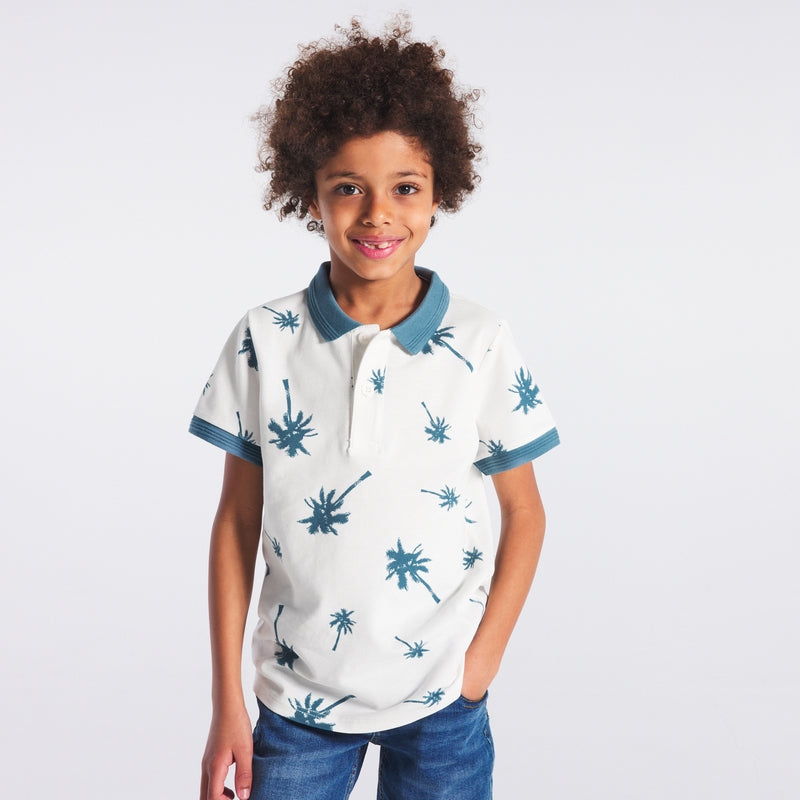 Boy's short-sleeved printed polo shirt