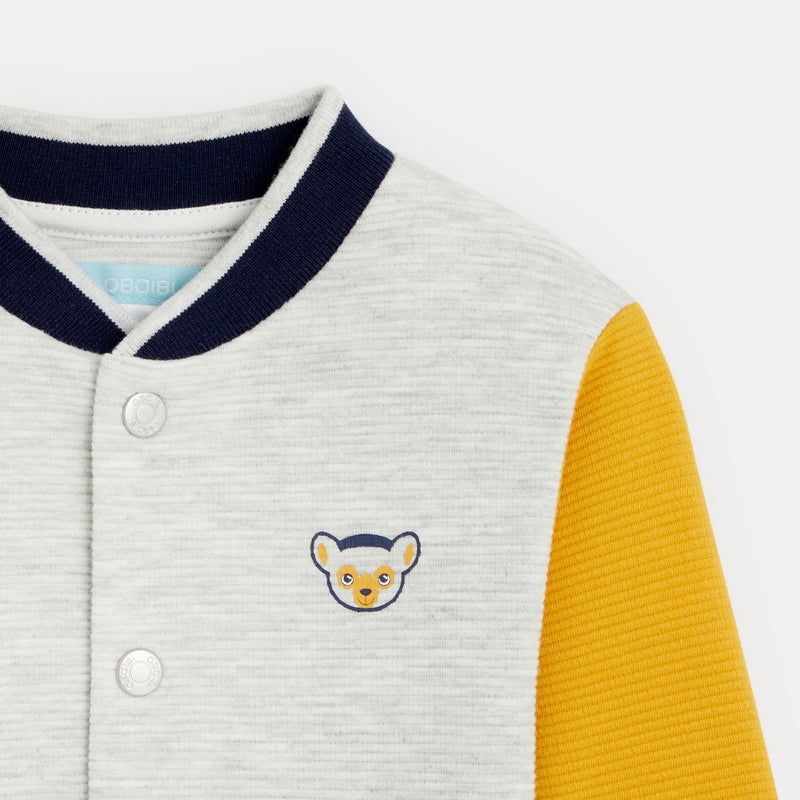 Two-tone ribbed teddy sweatshirt with animals on a bicycle yellow baby
