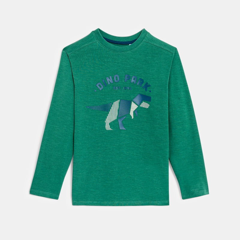 Baby green dinosaur motif long sleeve t-shirt