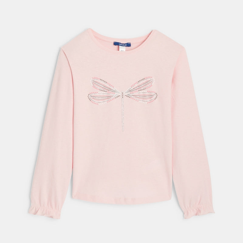 T-shirt with pattern in pink sequins girl