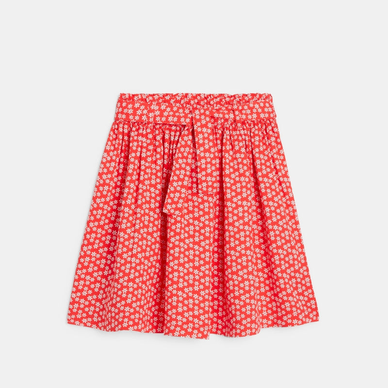 Short skirt printed red girl