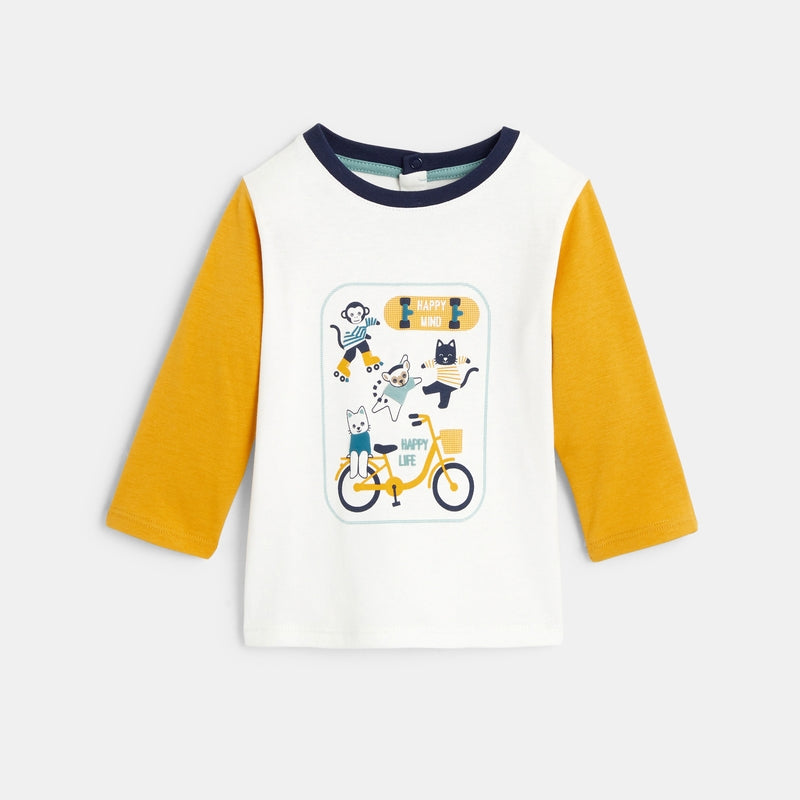 White colorblock animals t-shirt for boy