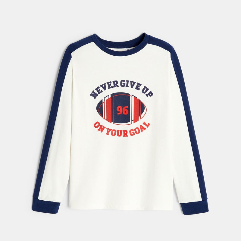 White long-sleeved rugby t-shirt for boys