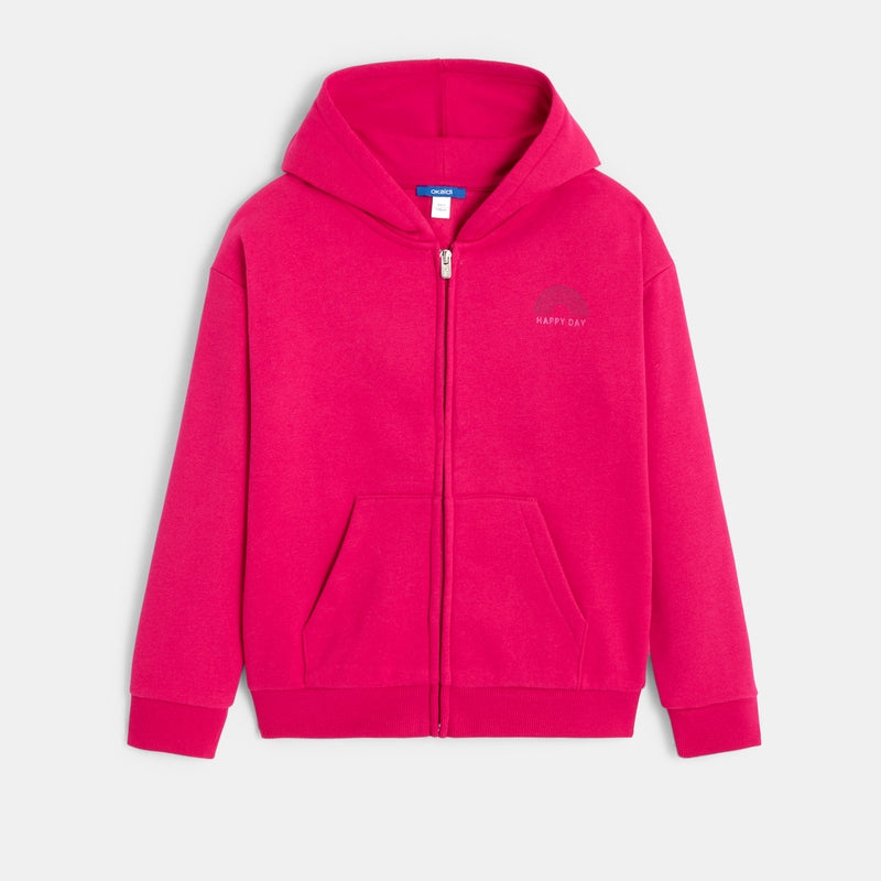 Girl's pink solid colour hoodie
