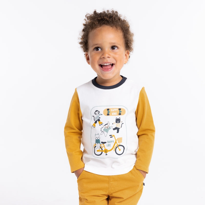 White colorblock animals t-shirt for boy