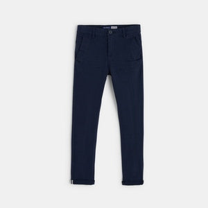 Plain-colored cotton and twill chino pants