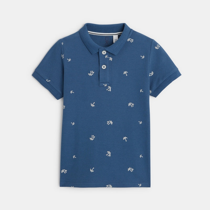 Printed short-sleeved polo shirt
