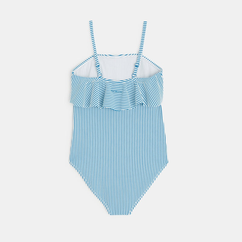Striped swimsuit with frills