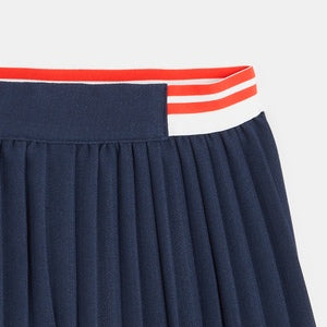 Short pleated denim effect skirt