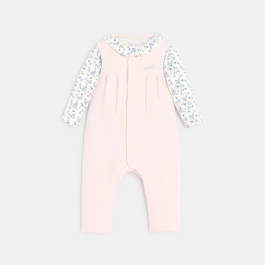 Quilted cotton bib shorts and newborn floral bodysuits