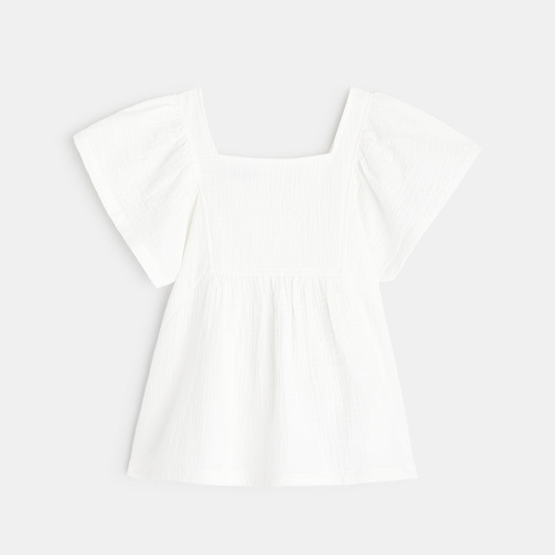 White cotton gauze blouse girl
