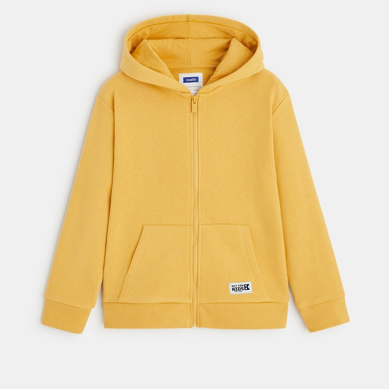 Yellow hoodie with zip and hood for children