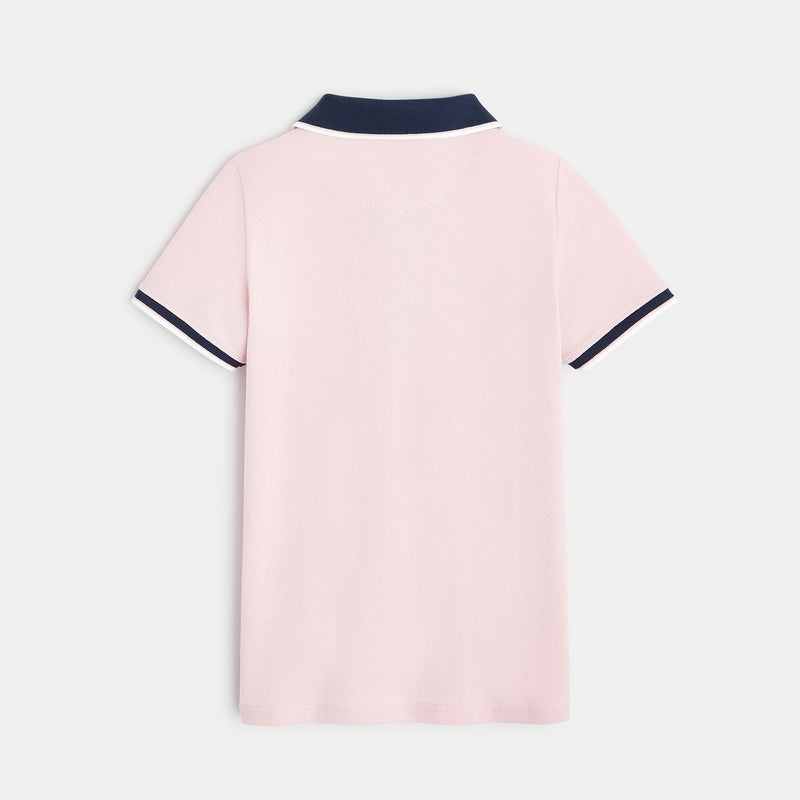 Piqué polo shirt with colorful collar for children
