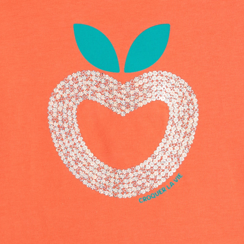 T-shirt with apple motifs in sequins girl