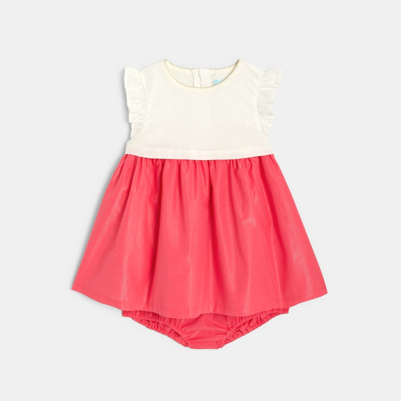 Bright party dress and girl bloomer