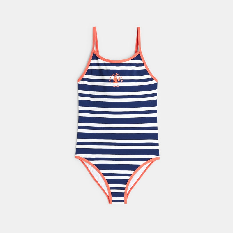 Girl's striped one-piece swimsuit